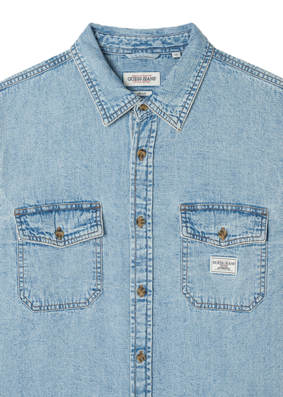[Guess Jeans] Men's L-Tone Regular Denim Long Sleeve Shirt
