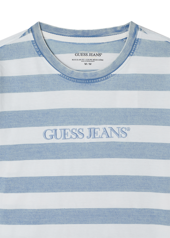 [Guess Jeans] Men's Regular Indigo Stripe Short Sleeve T-shirt