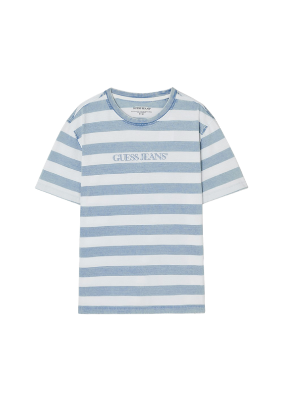 [Guess Jeans] Men's Regular Indigo Stripe Short Sleeve T-shirt