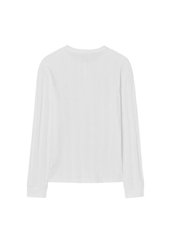 Men's Ribbed Henley Neck Long Sleeve Tee