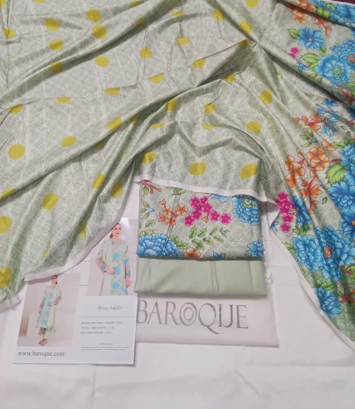 3 Pcs Women's Unstitched Digital Print Suit #Article No 16