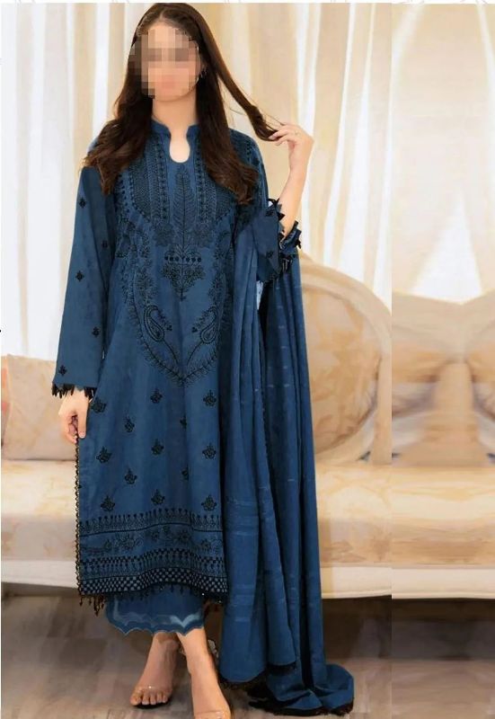 4 PC Embroidered Unstitched Women's Suit
