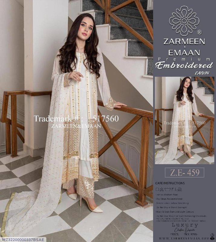 4 PC Embroidered Linen Unstitched Women's Suit #Art 16