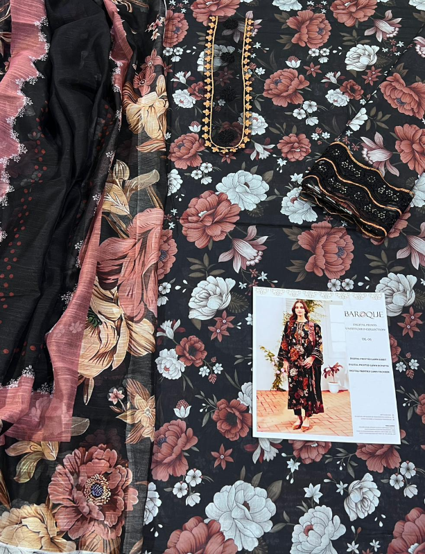 3 Pcs Women's Unstitched Digital Print Suit #Article No 29