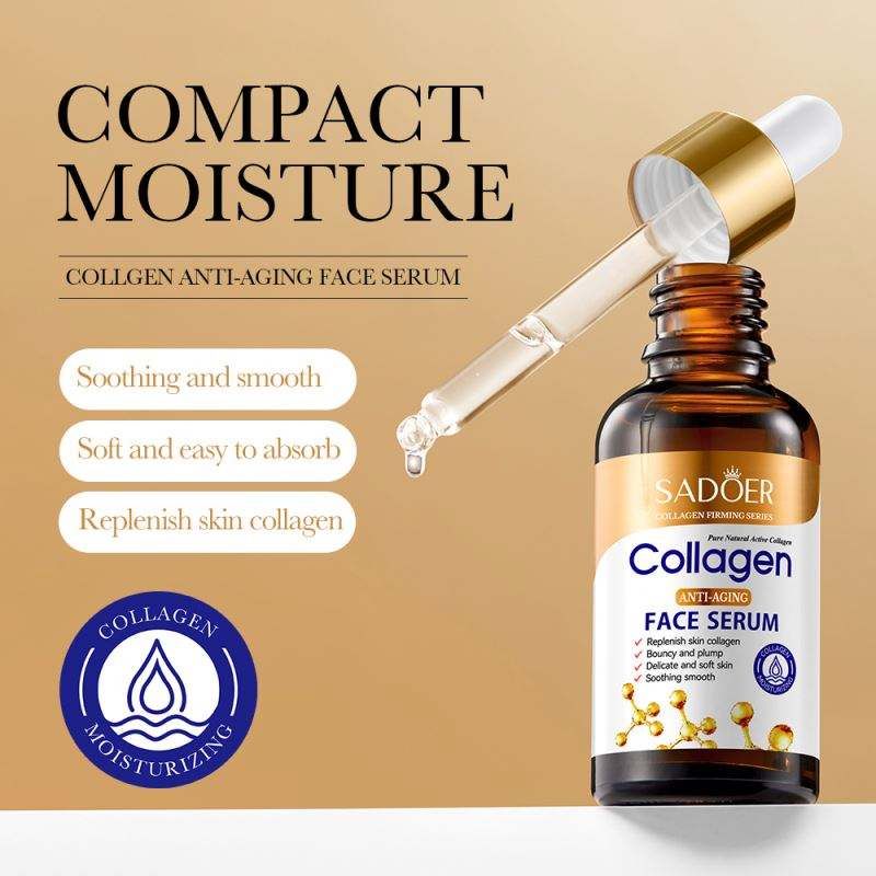 SADOER Collagen Serum Skincare Facial Essence Liquid Firming Moisturizing Soothing Nourishing Face Serum Skin Care - 30 Ml