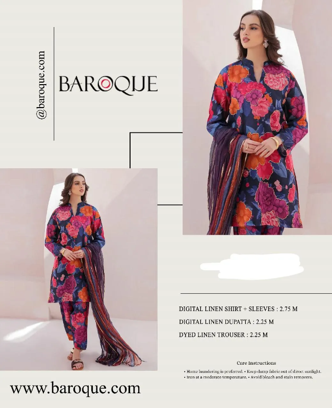 3 Pcs Women's Unstitched Digital Print Suit #Article No 17