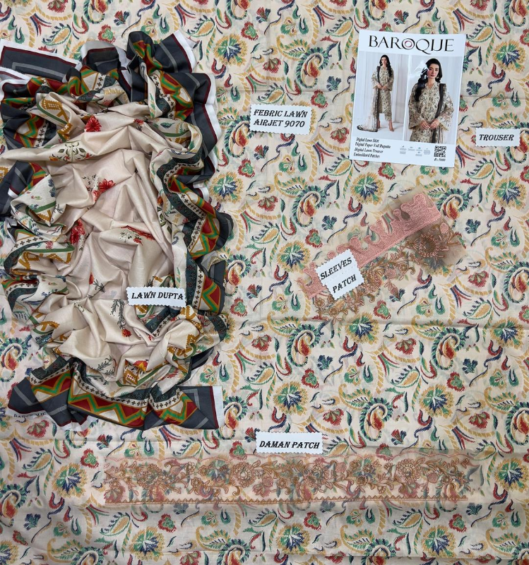 3 Pcs Women's Unstitched Digital Print Suit #Article No 35