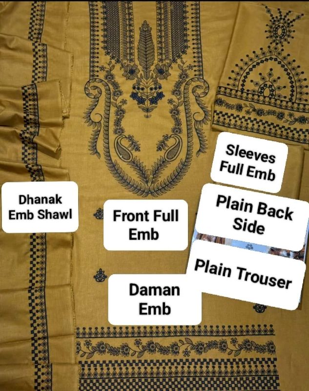 4 PC Embroidered Unstitched Women's Suit