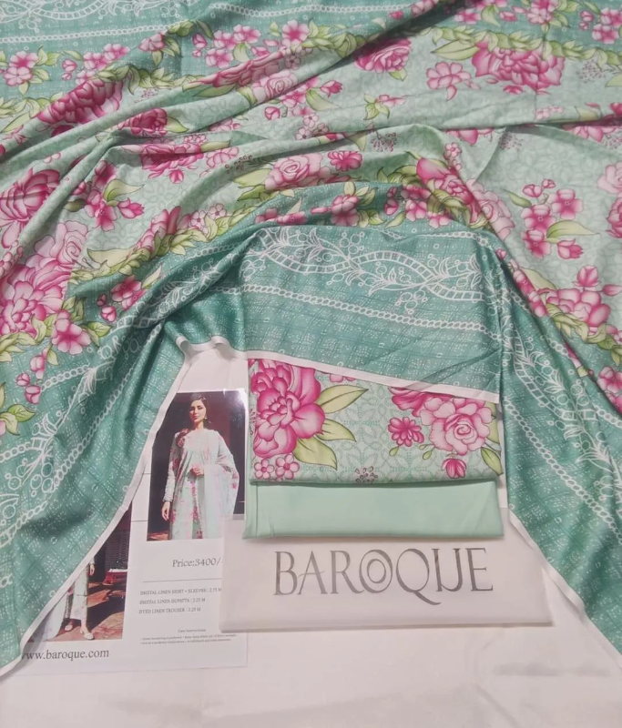 3 Pcs Women's Unstitched Digital Print Suit #Article No 14