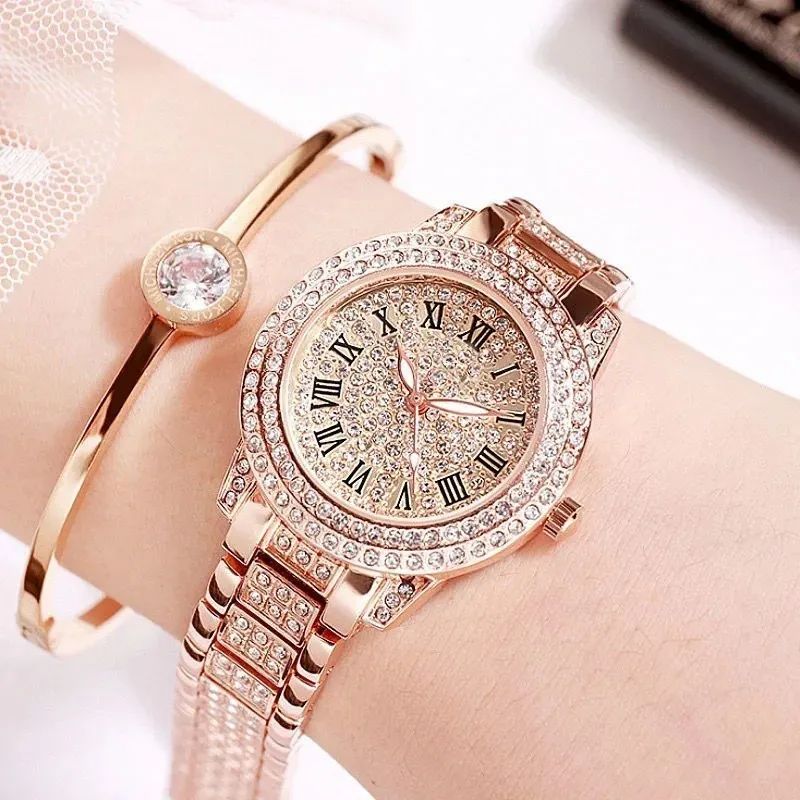 Cross-border foreign trade new full body rhinestone watch women's starry sky steel chain watch fashionable temperament small dial watch women