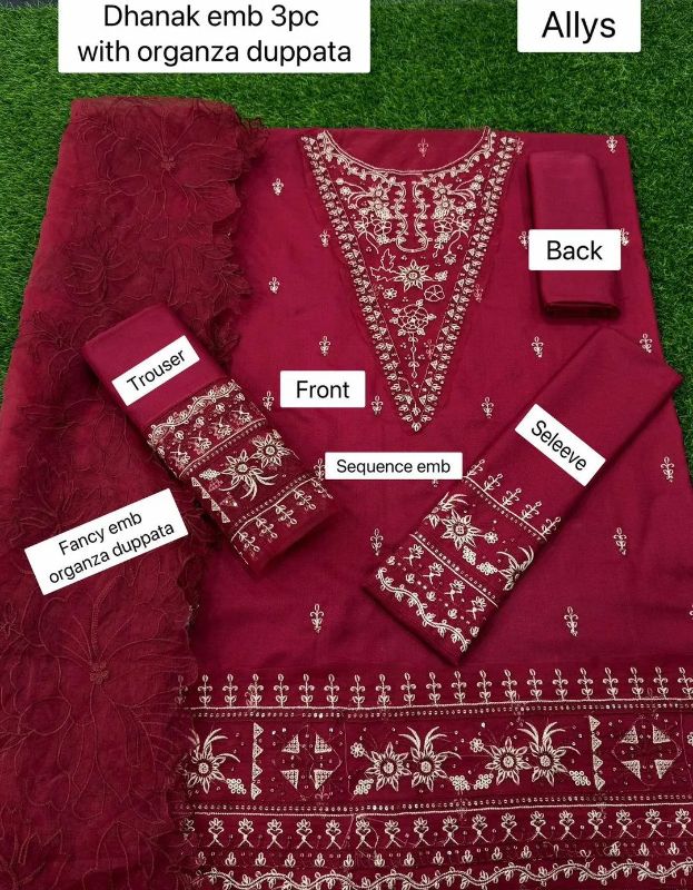 4 PC Embroidered Unstitched Women's Suit #Art 4