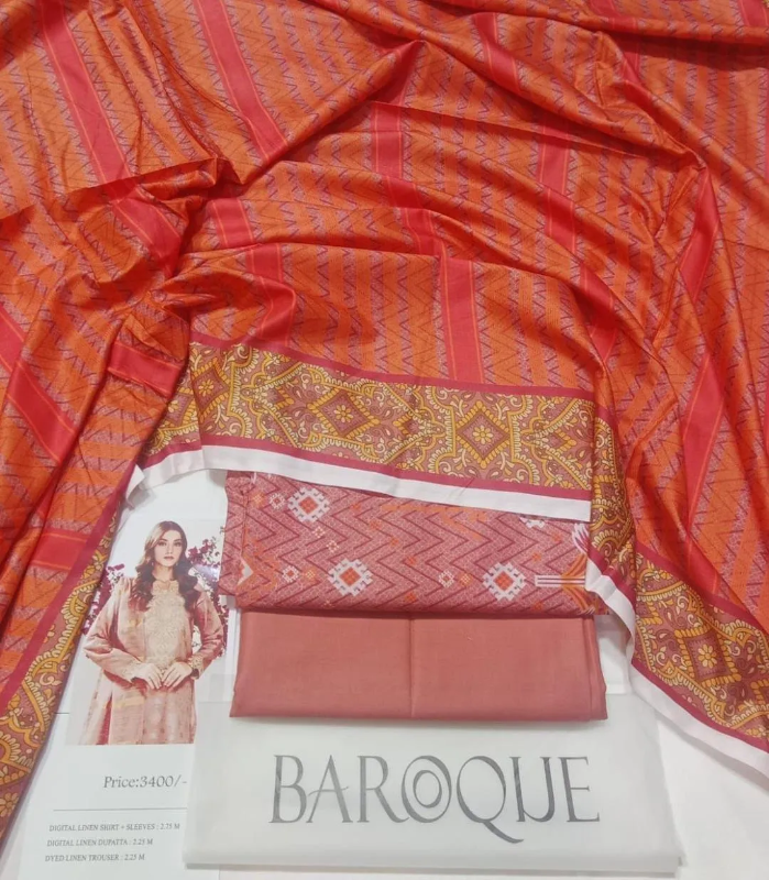 3 Pcs Women's Unstitched Digital Print Suit #Article No 13