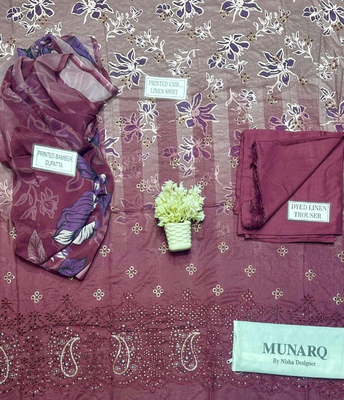 3 Pcs Women's Unstitched Printed Embroidered Suit #Design 05