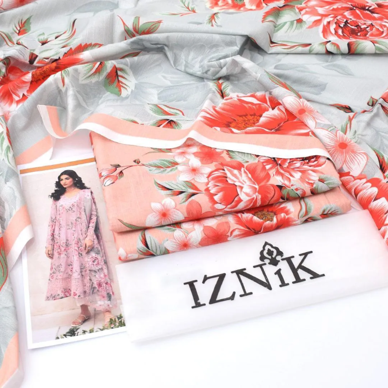 3 Pcs Women's Unstitched Digital Print Suit Design No #34