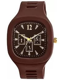 Stylish Black Silicone Strap Watch for Men with Square Dial - Black