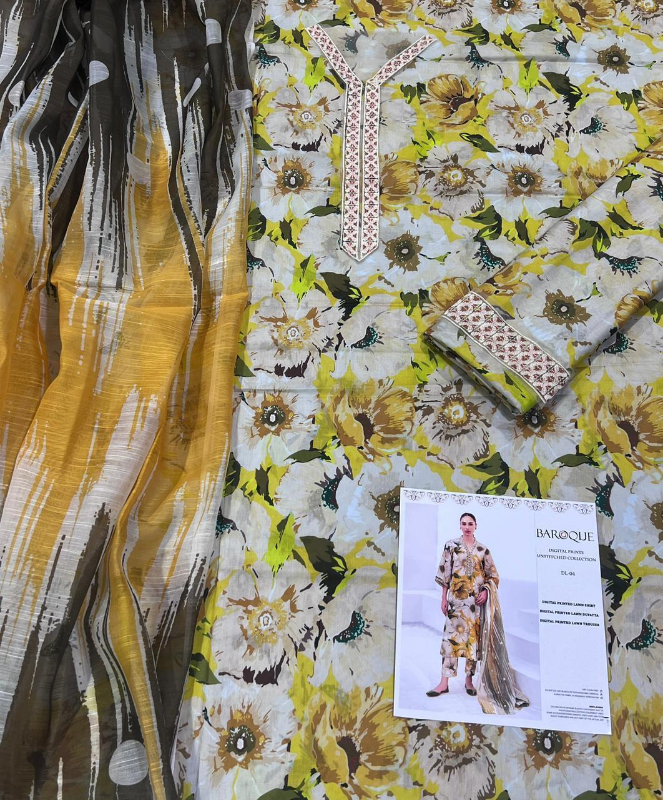 3 Pcs Women's Unstitched Digital Print Suit #Article No 28