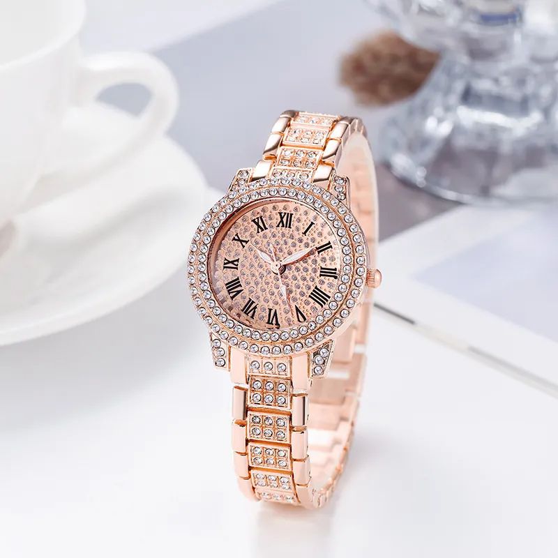 Cross-border foreign trade new full body rhinestone watch women's starry sky steel chain watch fashionable temperament small dial watch women