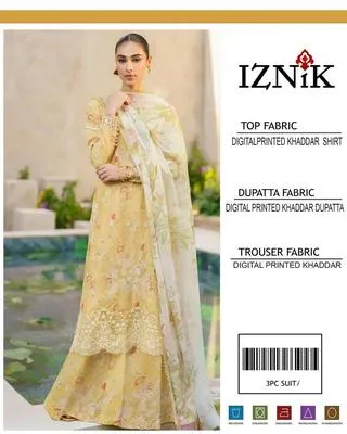 3 Pcs Women's Unstitched Digital Print Suit Design No #28