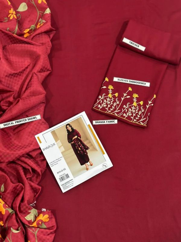 4 PC Embroidered Unstitched Women's Suit #Art 12