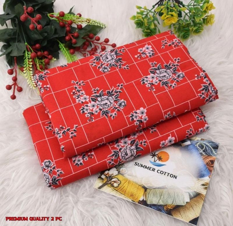 Elegant Printed Polo Catton Unstitched #Article No 8