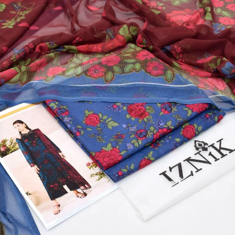 3 Pcs Women's Unstitched Digital Print Suit Design No #20