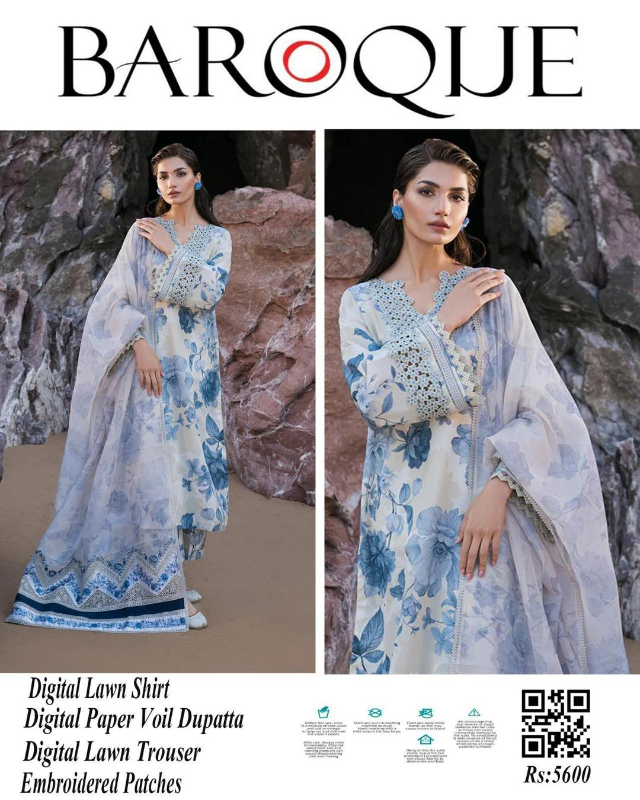 3 Pcs Women's Unstitched Digital Print Suit #Article No 37