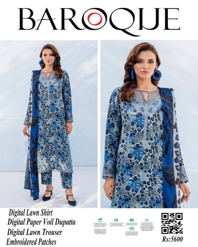 3 Pcs Women's Unstitched Digital Print Suit #Article No 34