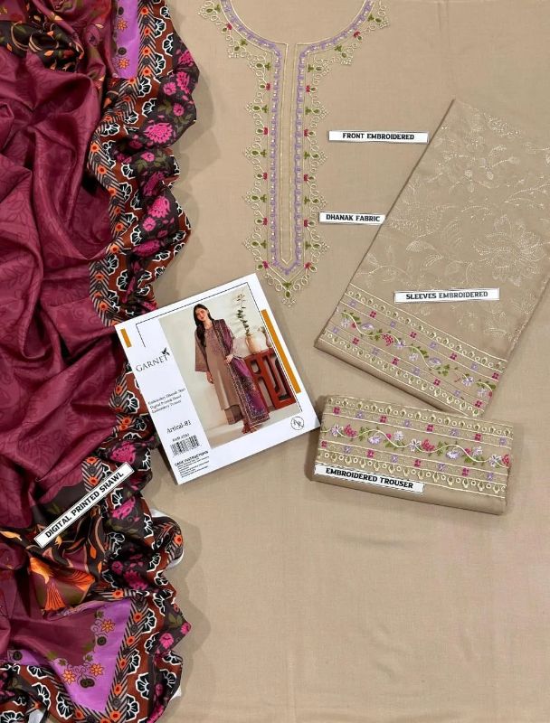 4 PC Embroidered Unstitched Women's Suit #Art 11