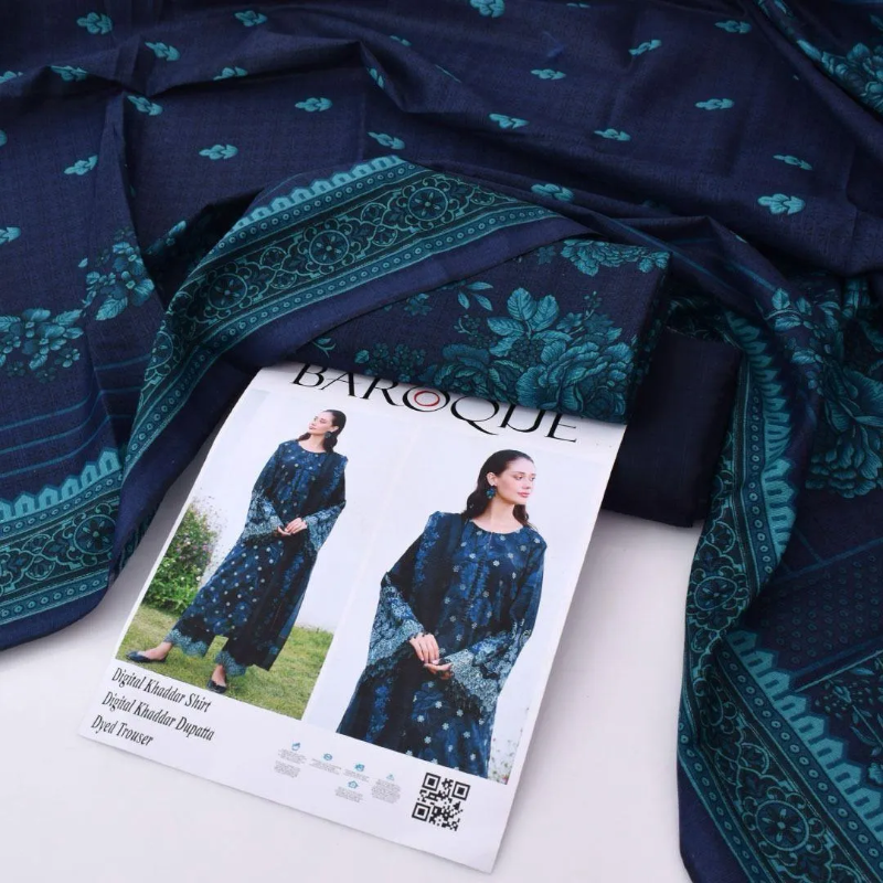 3 Pcs Women's Unstitched Digital Print Suit #Article No 03