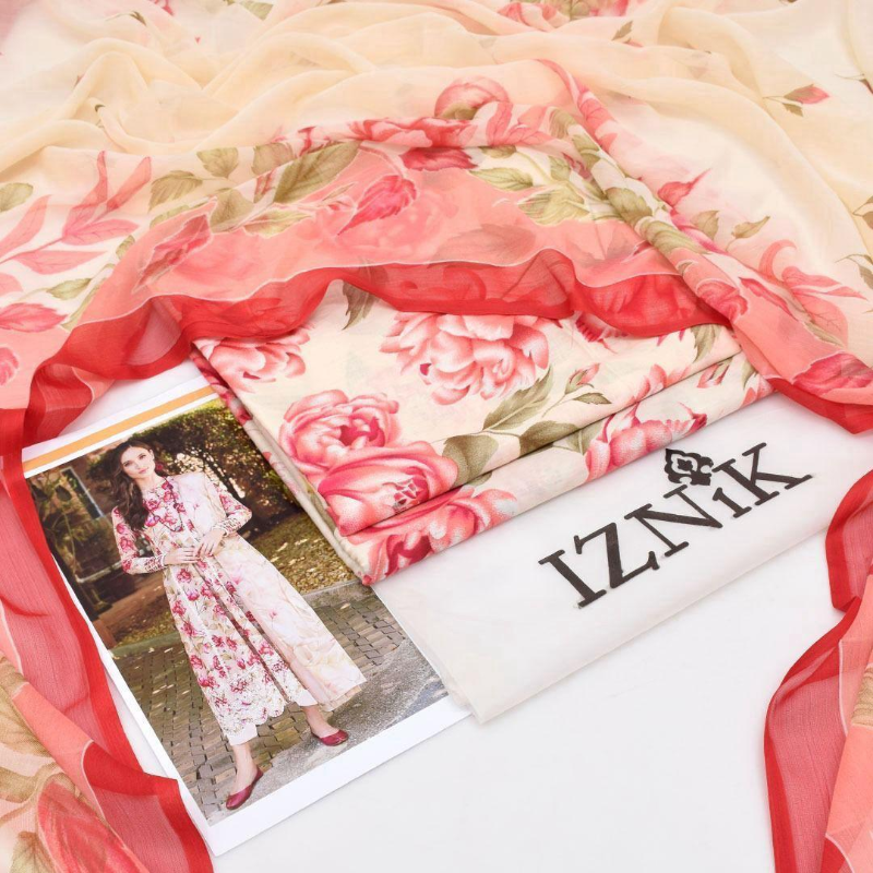 3 Pcs Women's Unstitched Digital Print Suit Design No #17