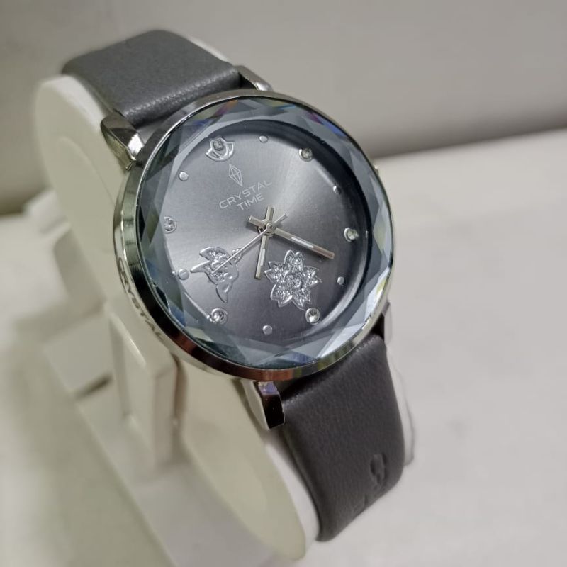 Crystal Time Womens Strap Watch With Crystal Embellishments On The Dial Premium Quality Elegant Design