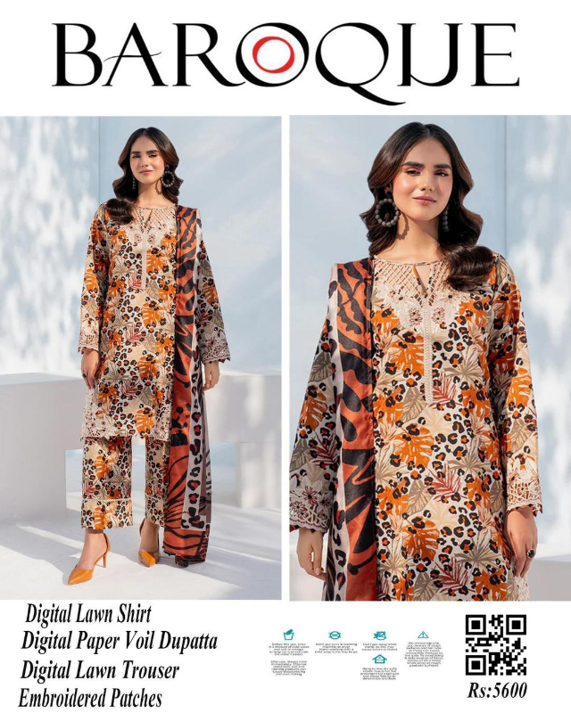 3 Pcs Women's Unstitched Digital Print Suit #Article No 36