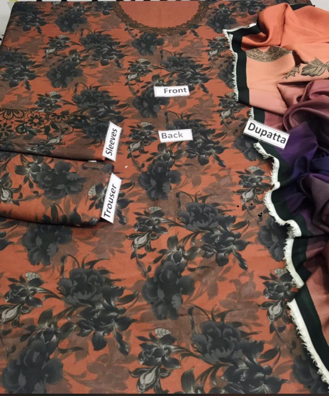 3 Pcs Women's Unstitched Digital Print Suit #Article No 39