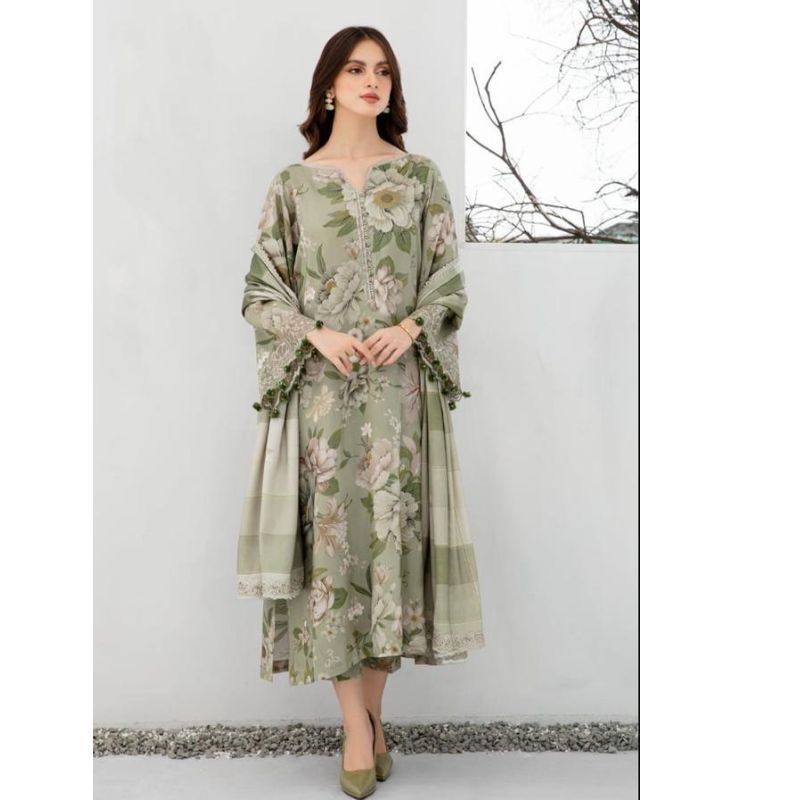 3 Pcs Viscose Digital Print Women's Unstitched Suit