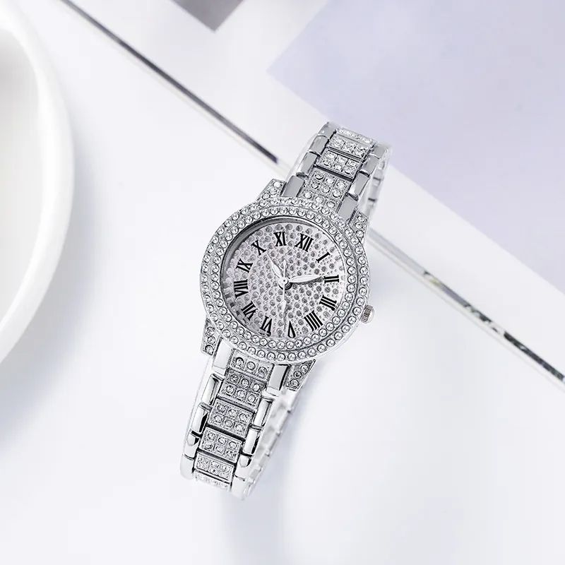 Cross-border foreign trade new full body rhinestone watch women's starry sky steel chain watch fashionable temperament small dial watch women
