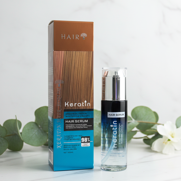 Keratin Hair Serum 80ml – Deep Moisturizing, Frizz-Control & Smooth Finish | Shine-Boosting Leave-In Serum For Dry, Damaged & Rough Hair