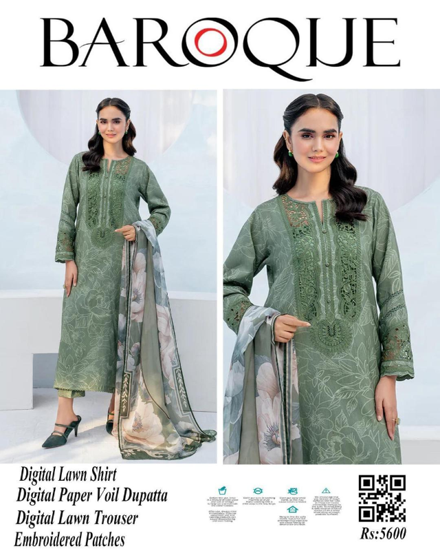 3 Pcs Women's Unstitched Digital Print Suit #Article No 32