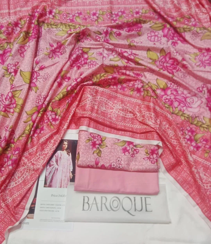 3 Pcs Women's Unstitched Digital Print Suit #Article No 15