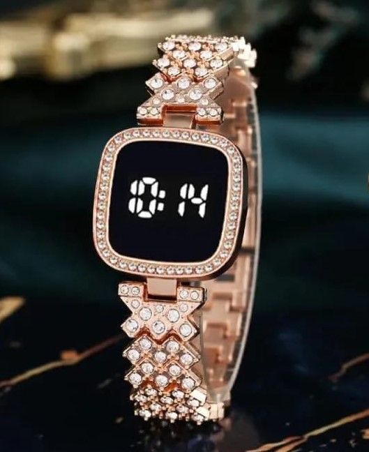 Chic Women’s Digital Display Watch with Elegant Bracelet Strap | Stylish Fashion Wristwatch for Daily Wear, Parties & Casual Outfits – 1 Pc black colour