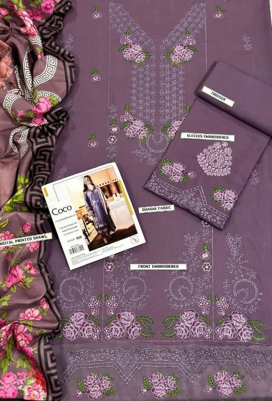 4 PC Embroidered Unstitched Women's Suit #Art 1