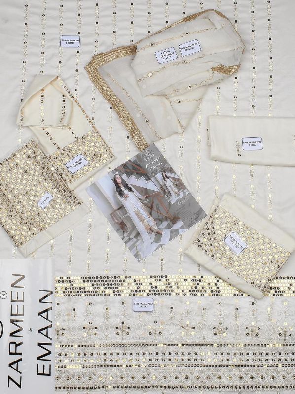 4 PC Embroidered Linen Unstitched Women's Suit #Art 16