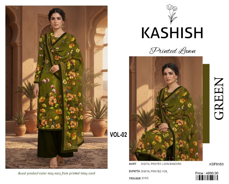 Kashish Bana Dora 3 Piece Premium Printed Lawn Shirt Premium Cambric Trouser And Premium Printed Pure Voil Lawn Dupatta (8)