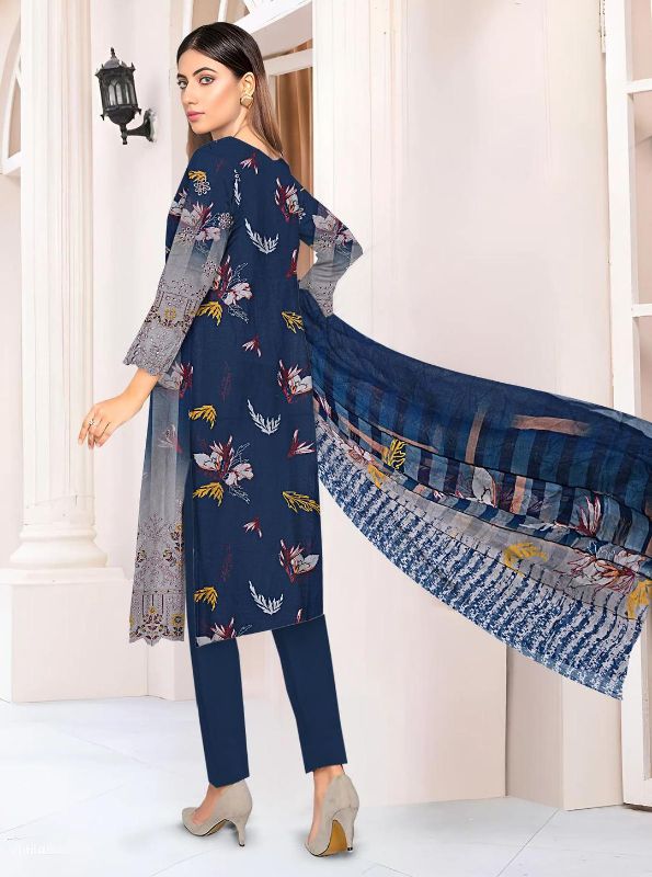 3 Pcs Women's Unstitched Printed Embroidered Suit #Design 03