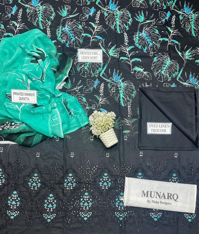 3 Pcs Women's Unstitched Printed Embroidered Suit #Design 07