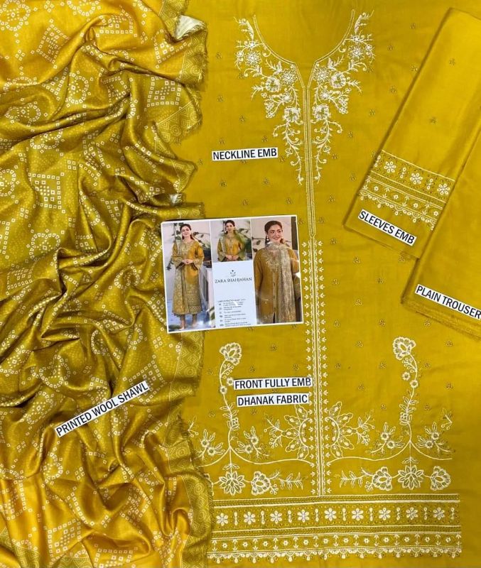 4 PC Embroidered Unstitched Women's Suit #Art 13