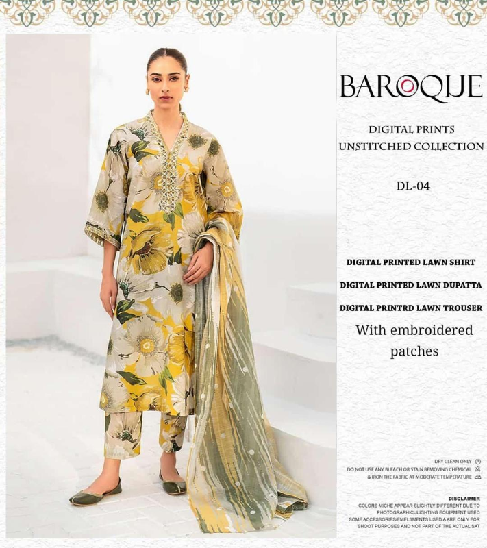 3 Pcs Women's Unstitched Digital Print Suit #Article No 28