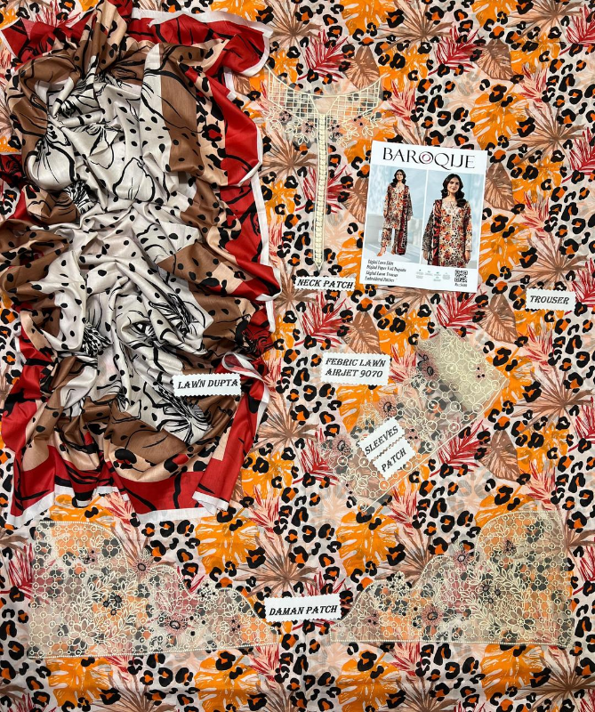 3 Pcs Women's Unstitched Digital Print Suit #Article No 36