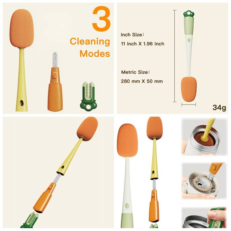 3in1 Bottle Cleaning Brush Sponge