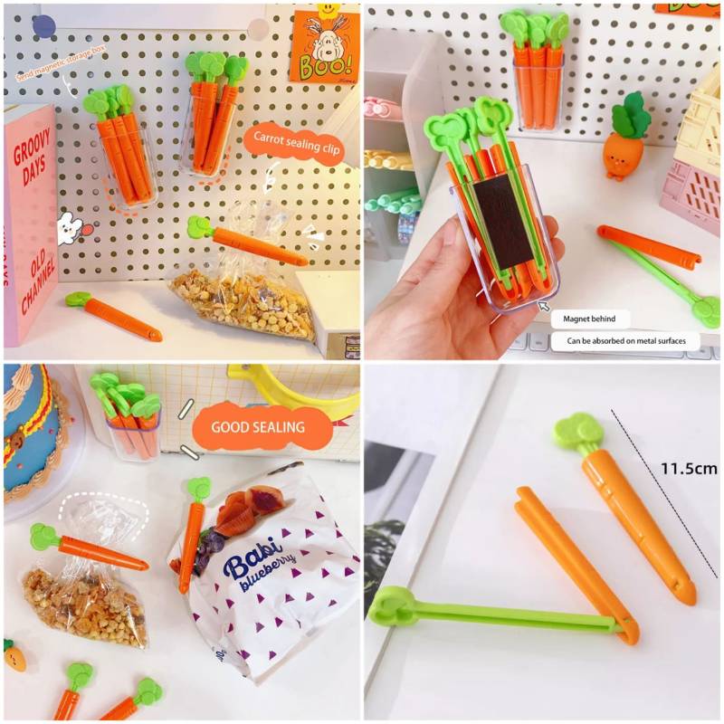 Carrot Sealing Clip 5 pcs With Magnetic Holder