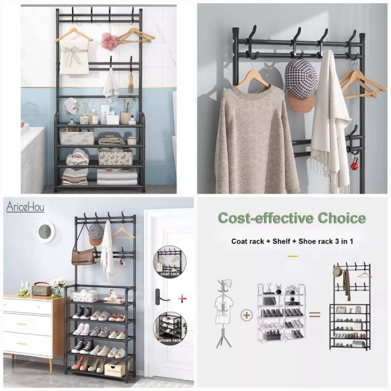 Multifunctional 4 Layers Coat & Shoes Rack